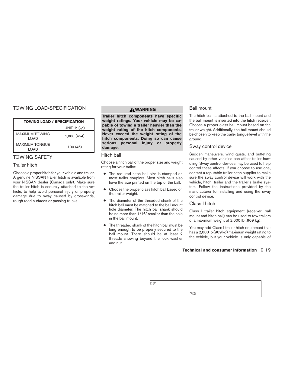 Towing load/specification -19 towing safety -19 | NISSAN 2008 Altima Coupe User Manual | Page 343 / 368