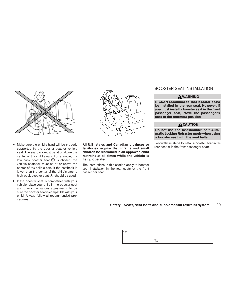 Booster seat installation -39 | NISSAN 2008 Altima Coupe User Manual | Page 57 / 368