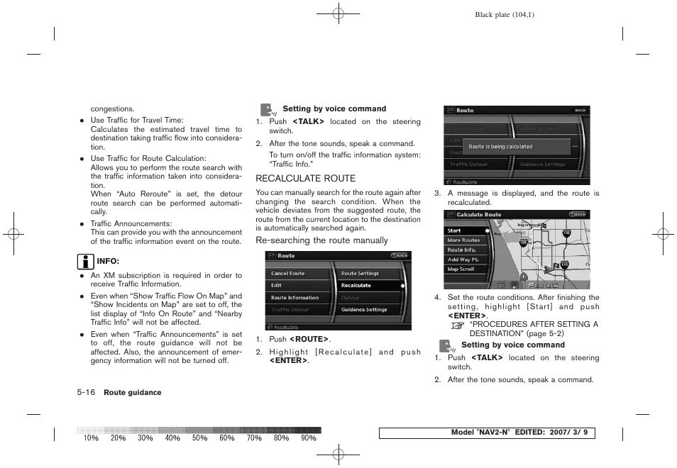 Recalculate route -16 | NISSAN 2008 NAVIGATION SYSTEM User Manual | Page 102 / 218