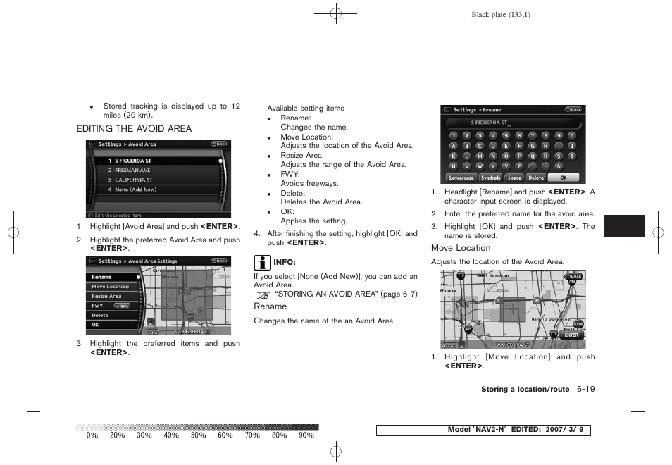 Editing the avoid area -19 | NISSAN 2008 NAVIGATION SYSTEM User Manual | Page 131 / 218