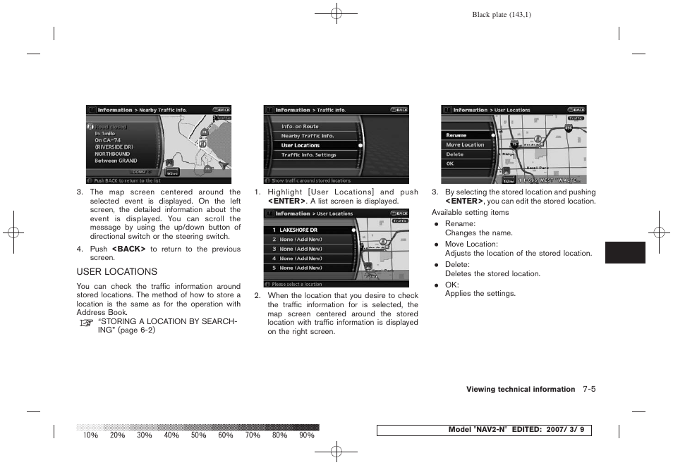 User locations -5 | NISSAN 2008 NAVIGATION SYSTEM User Manual | Page 141 / 218