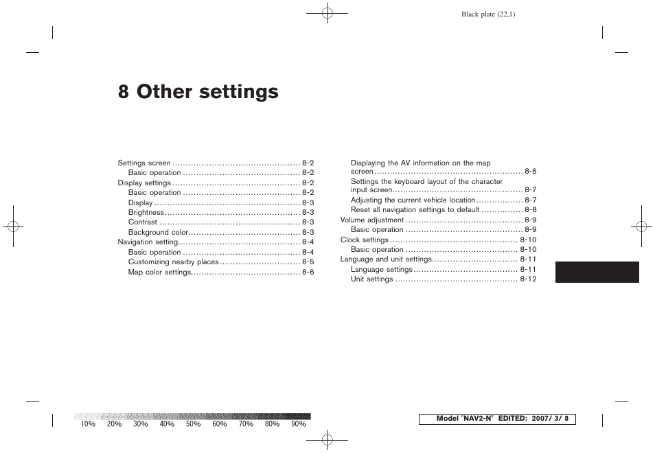 Other settings, 8 other settings | NISSAN 2008 NAVIGATION SYSTEM User Manual | Page 147 / 218