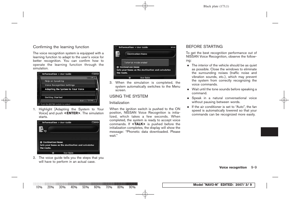 Using the system -9, Before starting -9 | NISSAN 2008 NAVIGATION SYSTEM User Manual | Page 167 / 218