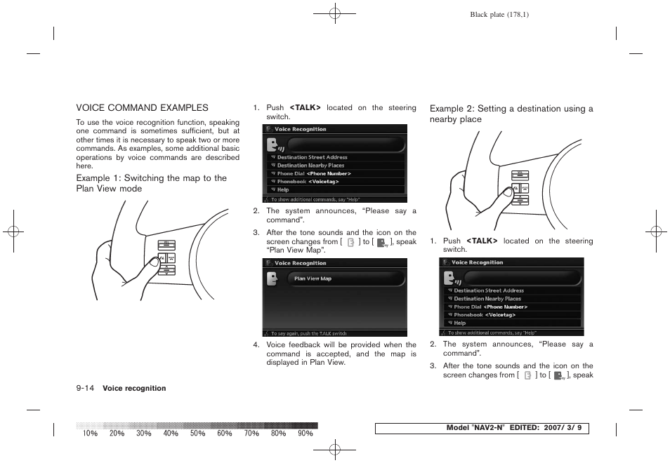 Voice command examples -14 | NISSAN 2008 NAVIGATION SYSTEM User Manual | Page 172 / 218