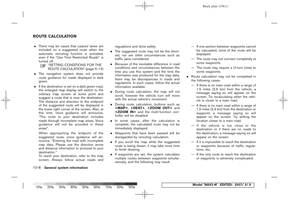 Route calculation -8 | NISSAN 2008 NAVIGATION SYSTEM User Manual | Page 184 / 218