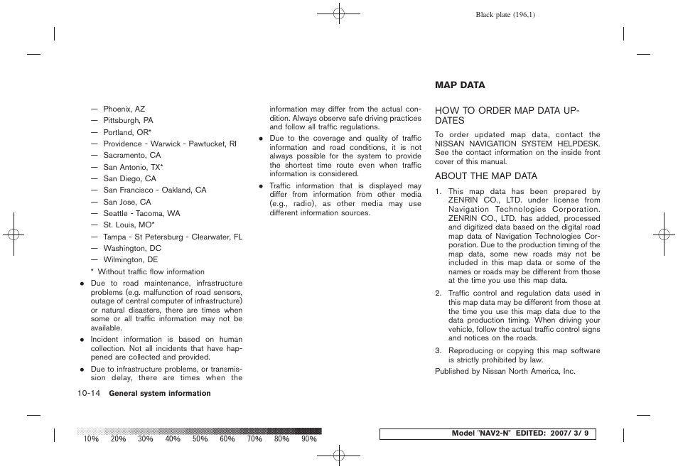 Map data -14 | NISSAN 2008 NAVIGATION SYSTEM User Manual | Page 190 / 218