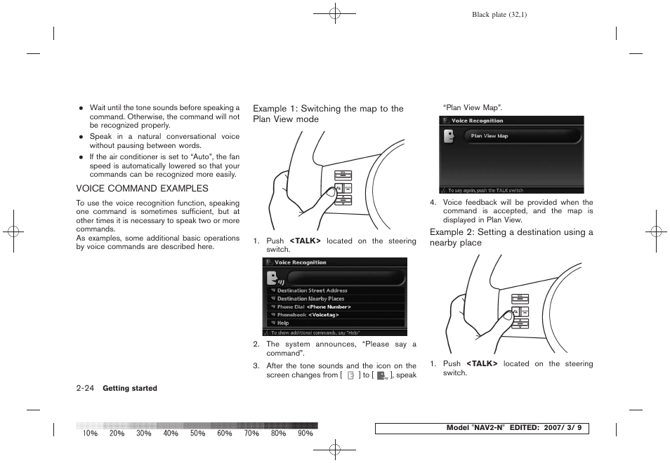 Voice command examples -24 | NISSAN 2008 NAVIGATION SYSTEM User Manual | Page 30 / 218
