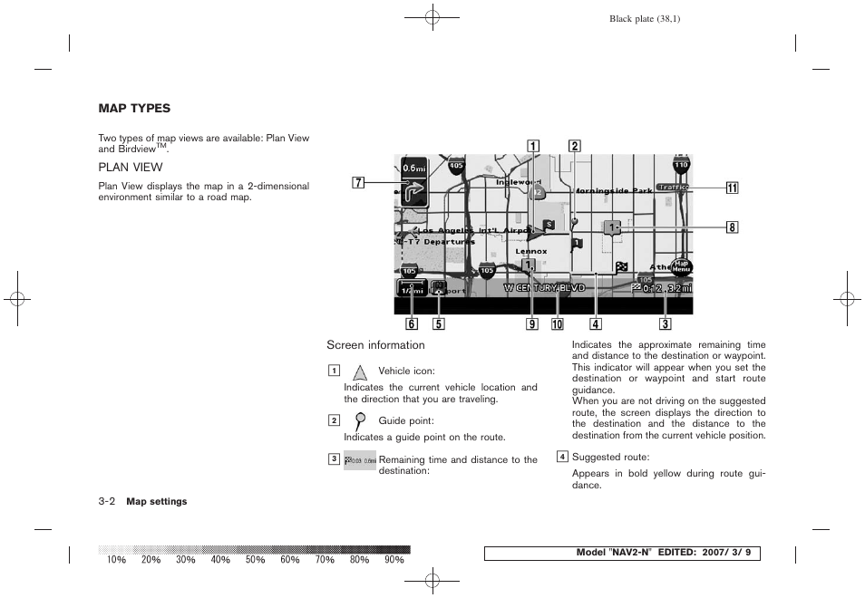 Map types -2, Plan view -2 | NISSAN 2008 NAVIGATION SYSTEM User Manual | Page 36 / 218