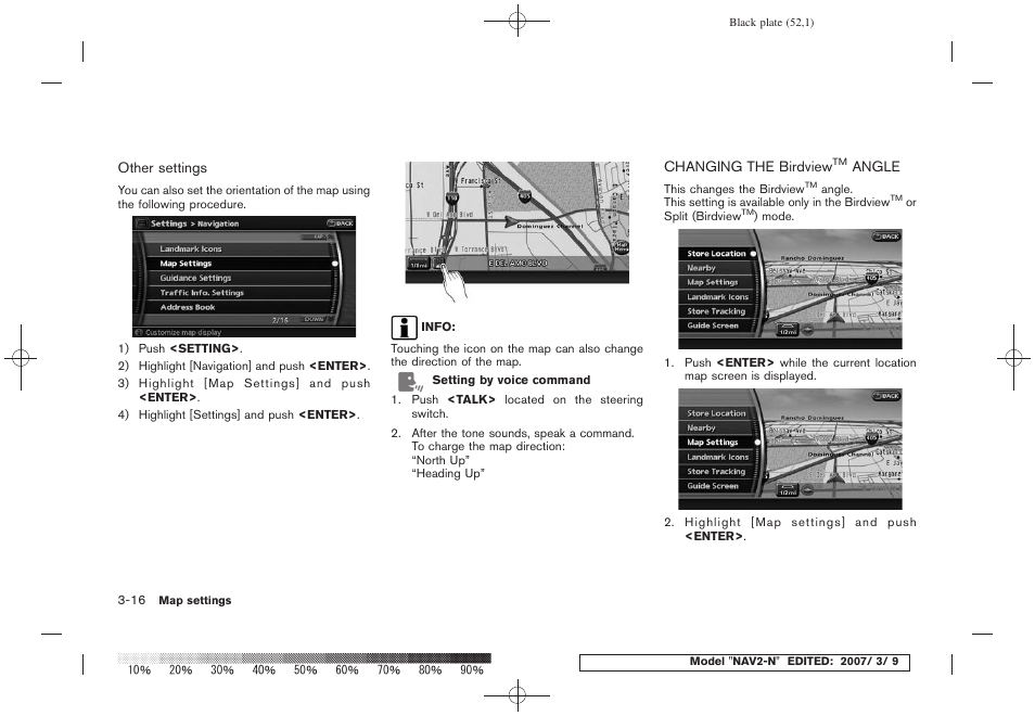 Changing the birdview, Angle -16 | NISSAN 2008 NAVIGATION SYSTEM User Manual | Page 50 / 218