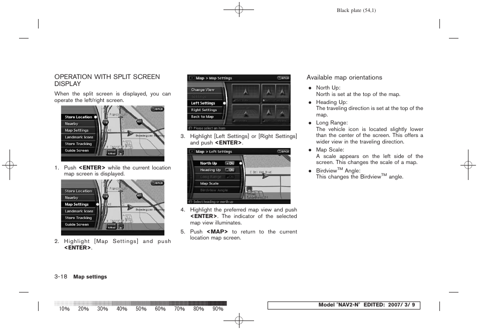 Operation with split screen display -18 | NISSAN 2008 NAVIGATION SYSTEM User Manual | Page 52 / 218
