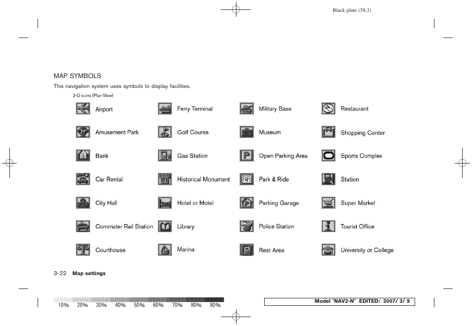 Map symbols -22 | NISSAN 2008 NAVIGATION SYSTEM User Manual | Page 56 / 218