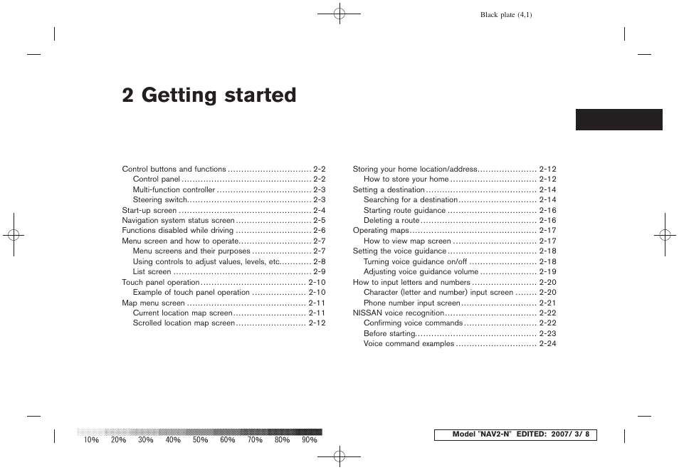 Getting started, 2 getting started | NISSAN 2008 NAVIGATION SYSTEM User Manual | Page 7 / 218