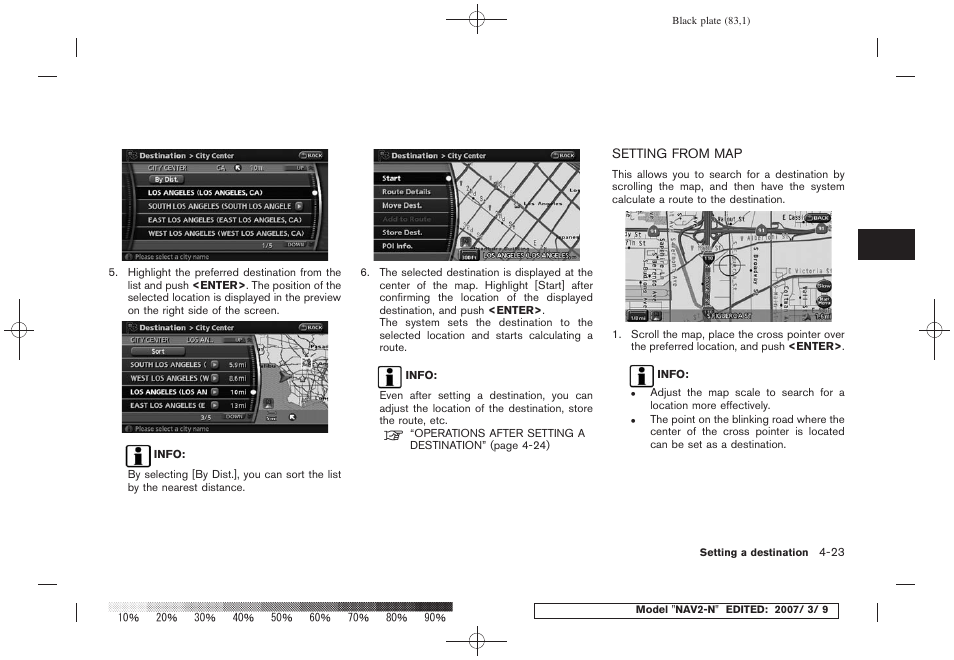 Setting from map -23 | NISSAN 2008 NAVIGATION SYSTEM User Manual | Page 81 / 218