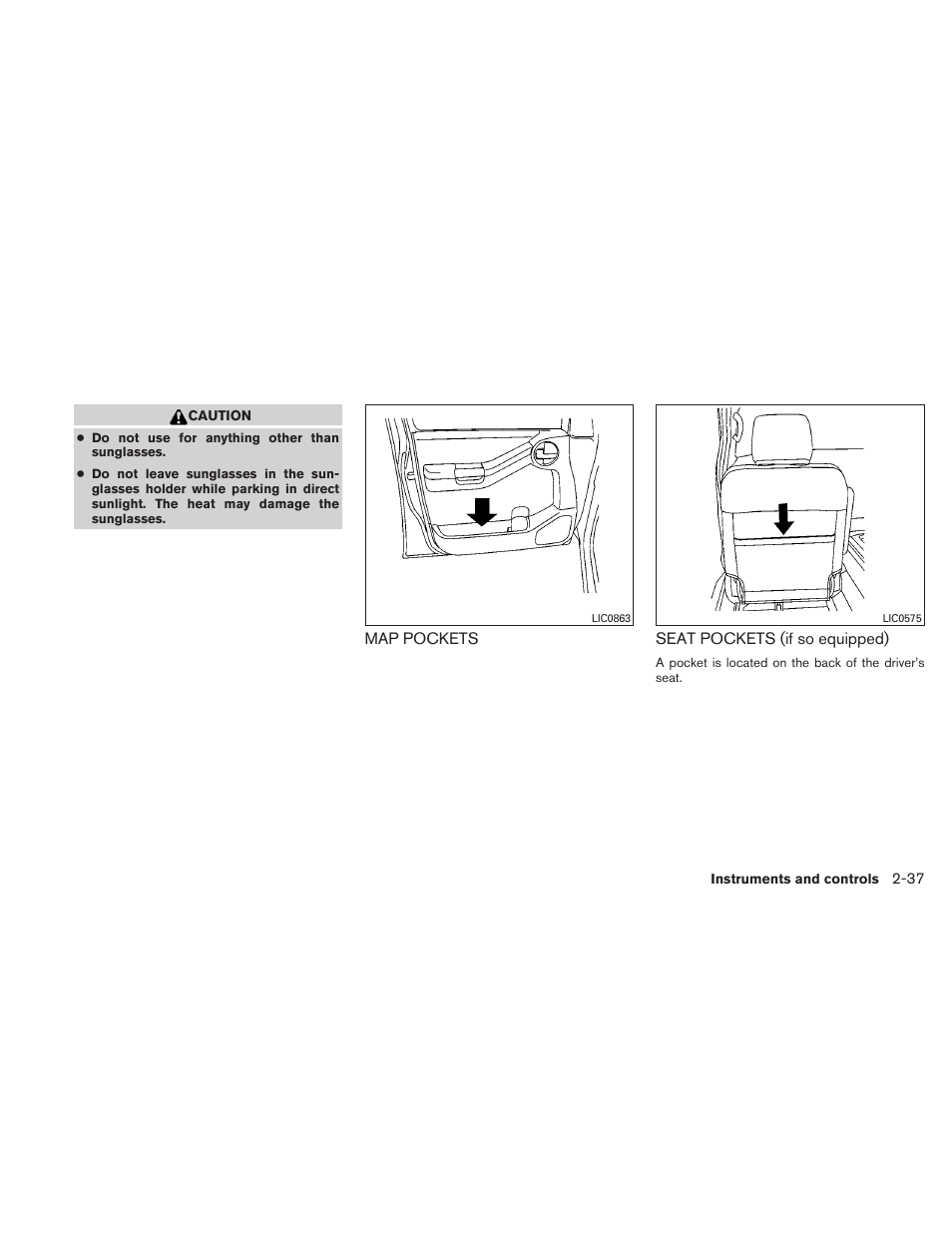 Map pockets -37 seat pockets (if so equipped) -37 | NISSAN 2010 Xterra User Manual | Page 116 / 337