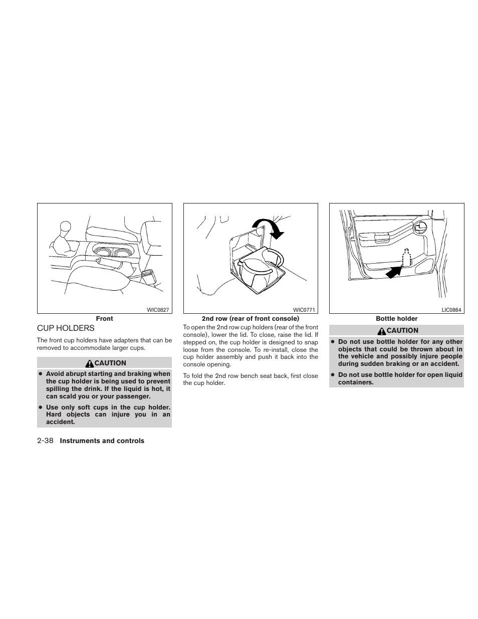 Cup holders -38 | NISSAN 2010 Xterra User Manual | Page 117 / 337