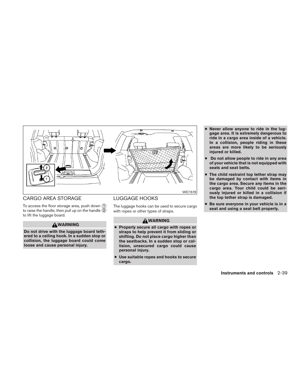 Cargo area storage -39 luggage hooks -39 | NISSAN 2010 Xterra User Manual | Page 118 / 337