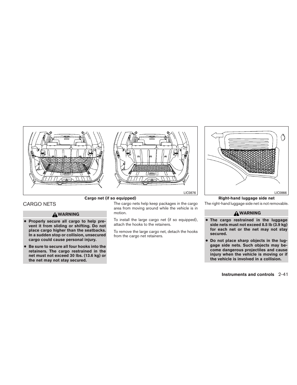 Cargo nets -41 | NISSAN 2010 Xterra User Manual | Page 120 / 337