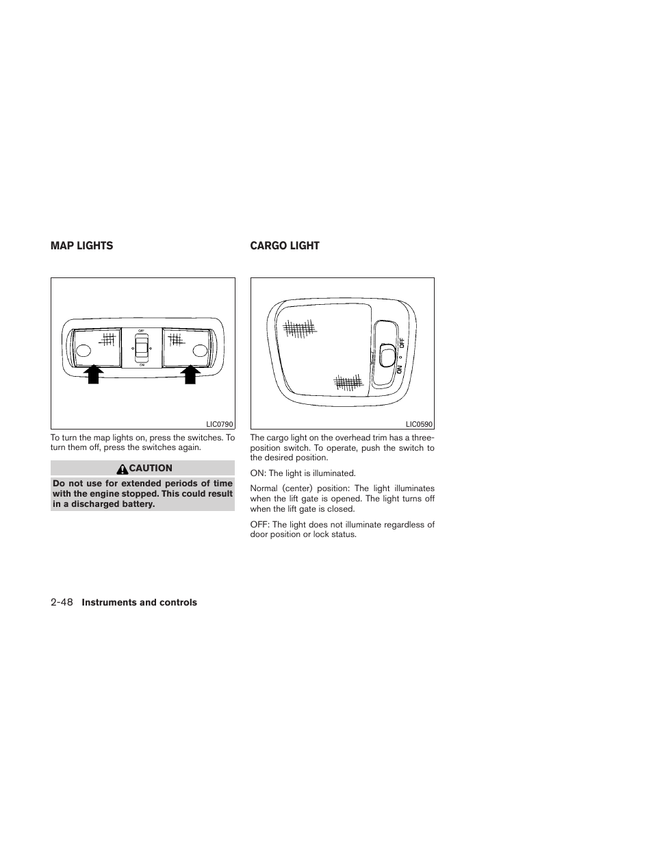 Map lights -48 cargo light -48 | NISSAN 2010 Xterra User Manual | Page 127 / 337