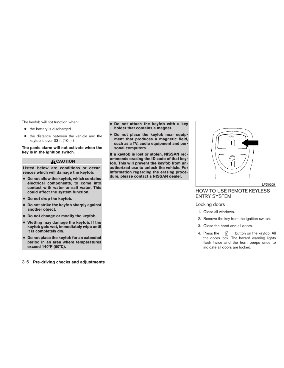 How to use remote keyless entry system -6 | NISSAN 2010 Xterra User Manual | Page 133 / 337