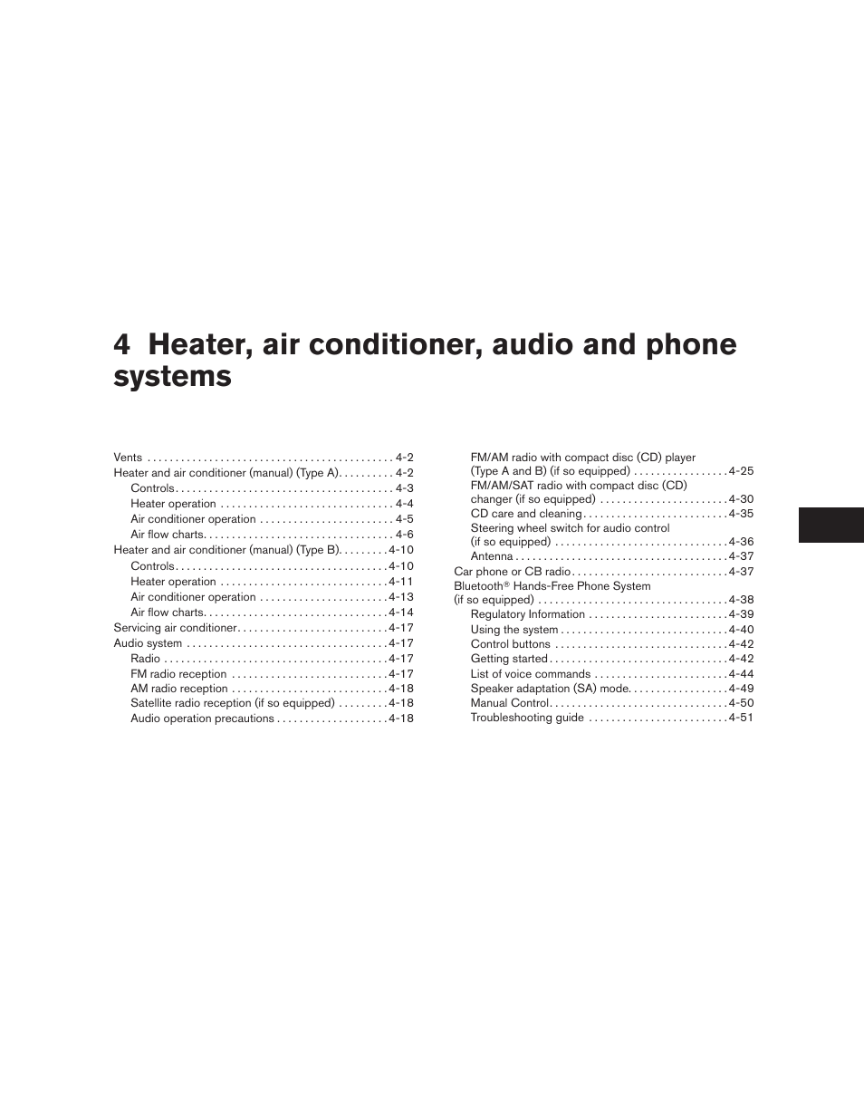 Heater, air conditioner, audio and phone systems, 4 heater, air conditioner, audio and phone systems | NISSAN 2010 Xterra User Manual | Page 144 / 337