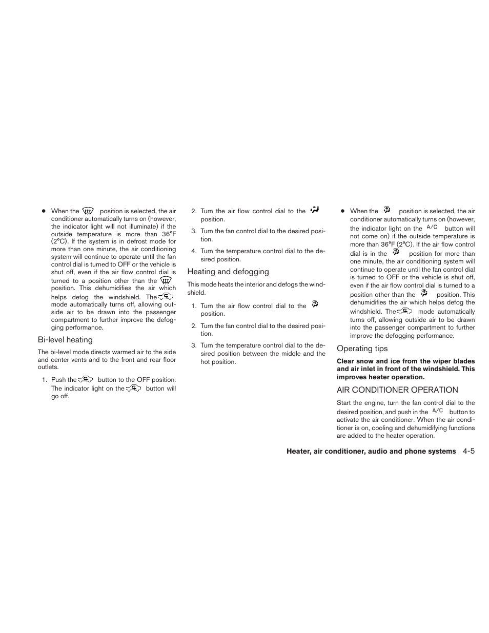 Air conditioner operation -5 | NISSAN 2010 Xterra User Manual | Page 148 / 337