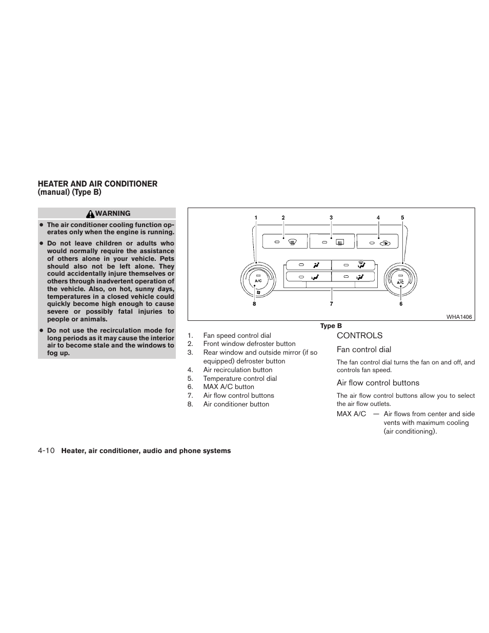 Heater and air conditioner (manual) (type b) -10, Controls -10 | NISSAN 2010 Xterra User Manual | Page 153 / 337