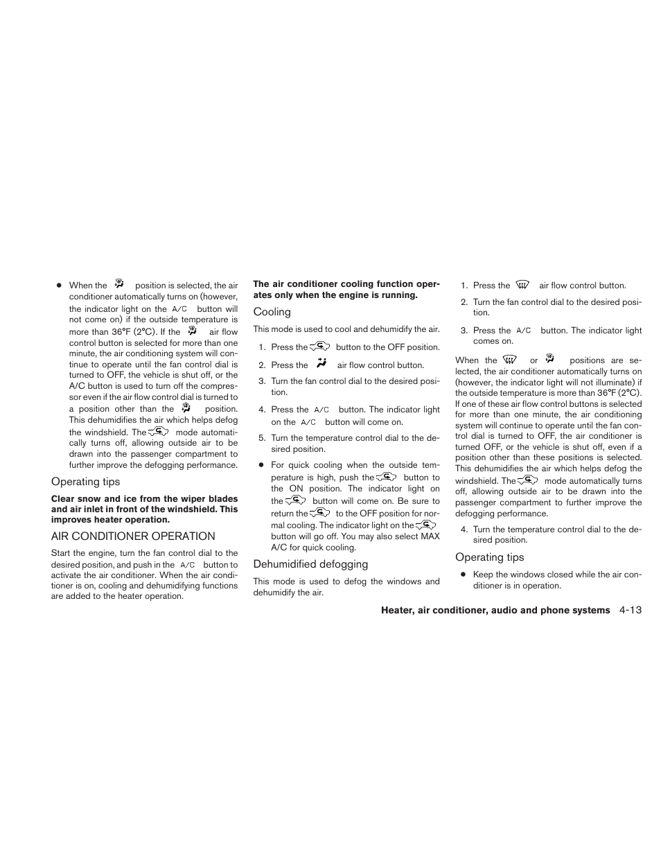 Air conditioner operation -13 | NISSAN 2010 Xterra User Manual | Page 156 / 337