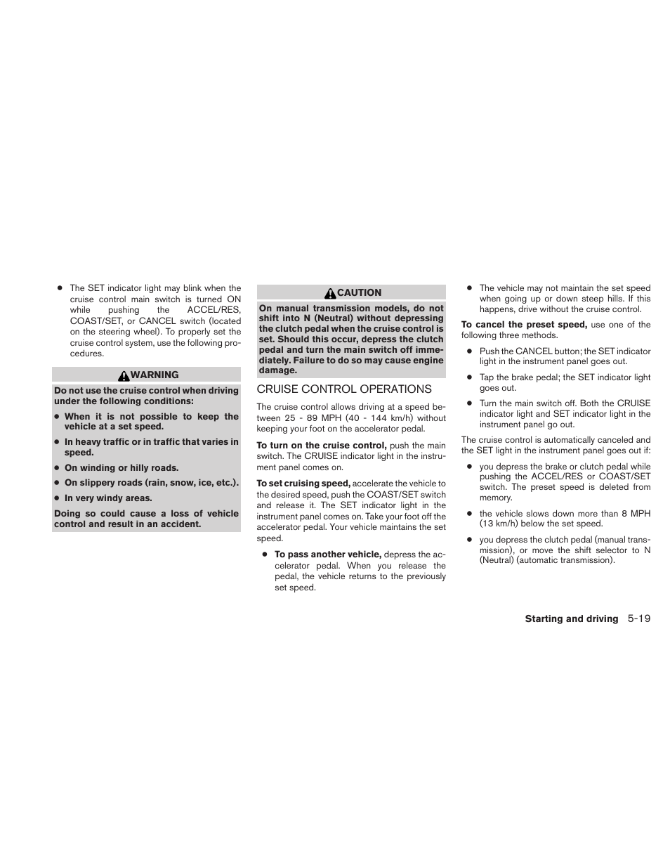 Cruise control operations -19 | NISSAN 2010 Xterra User Manual | Page 214 / 337