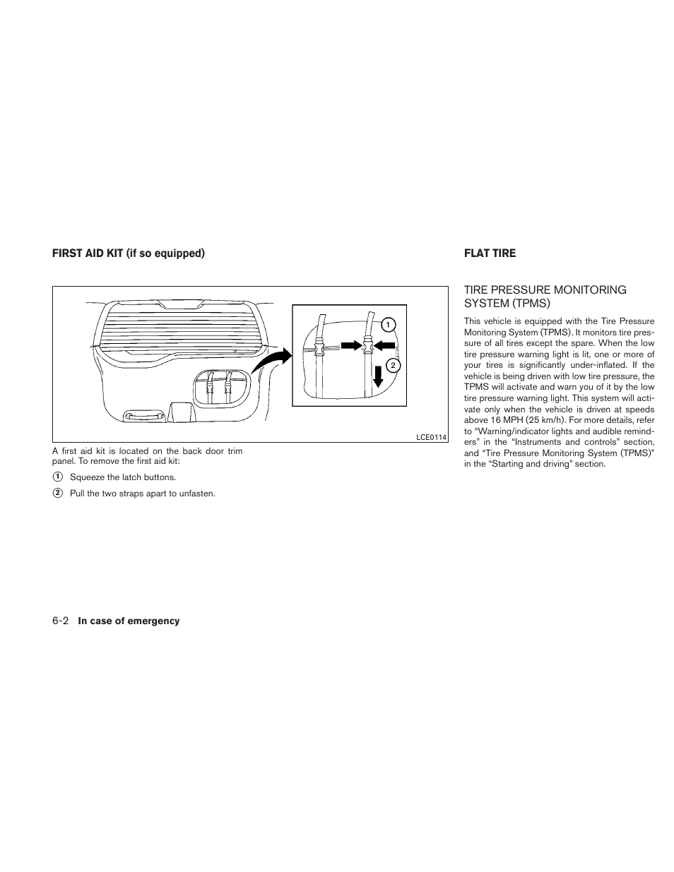 First aid kit (if so equipped) -2 flat tire -2, Tire pressure monitoring system (tpms) -2 | NISSAN 2010 Xterra User Manual | Page 235 / 337