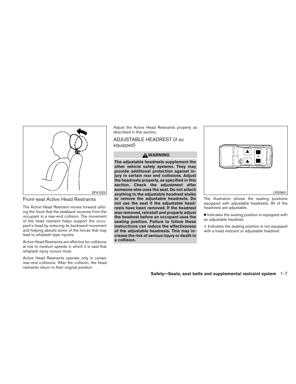 Adjustable headrest (if so equipped) -7 | NISSAN 2010 Xterra User Manual | Page 24 / 337