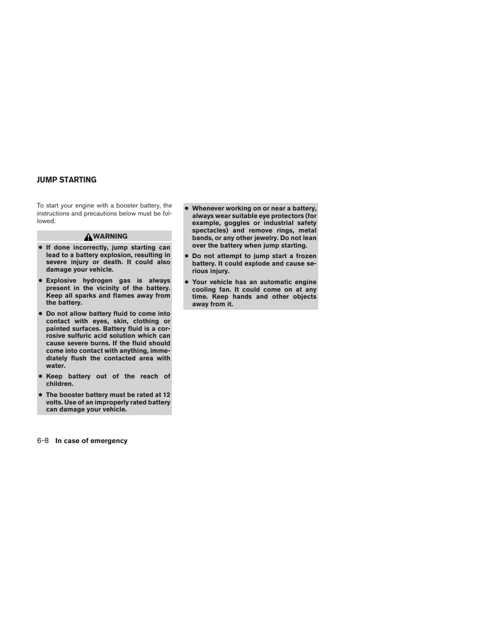 Jump starting -8 | NISSAN 2010 Xterra User Manual | Page 241 / 337