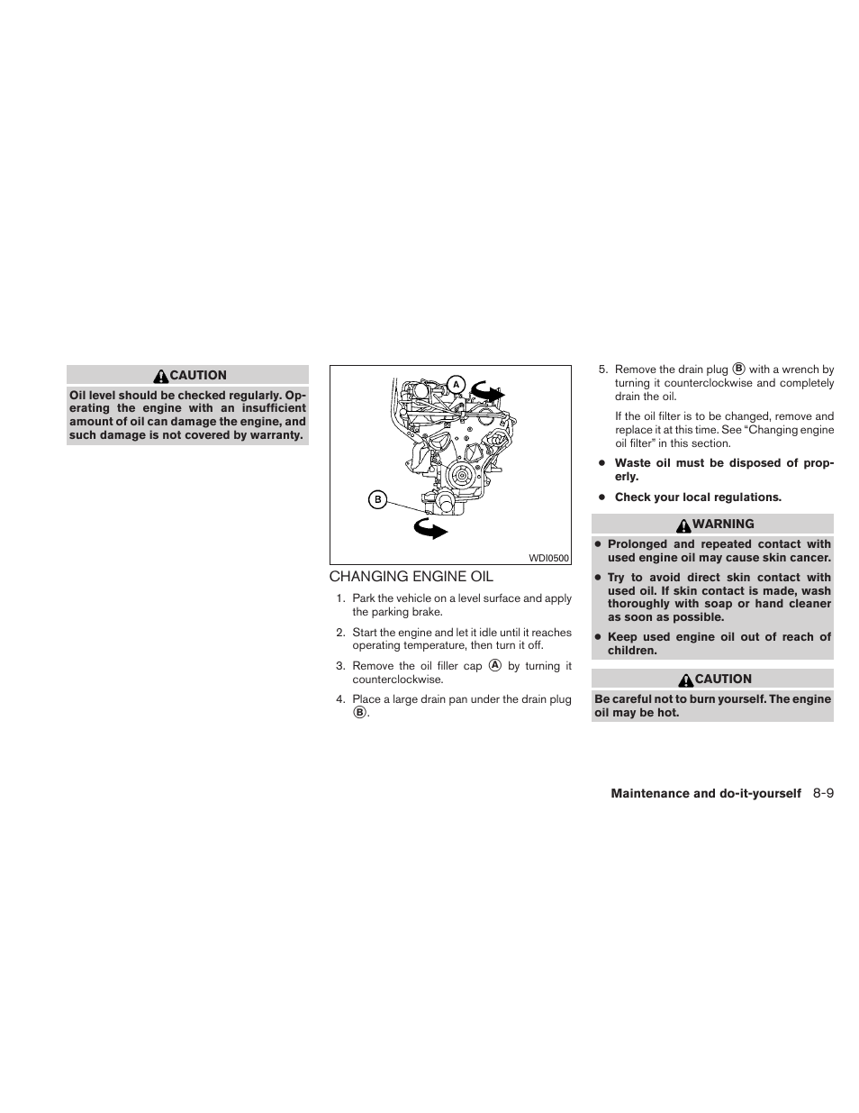 Changing engine oil -9 | NISSAN 2010 Xterra User Manual | Page 262 / 337