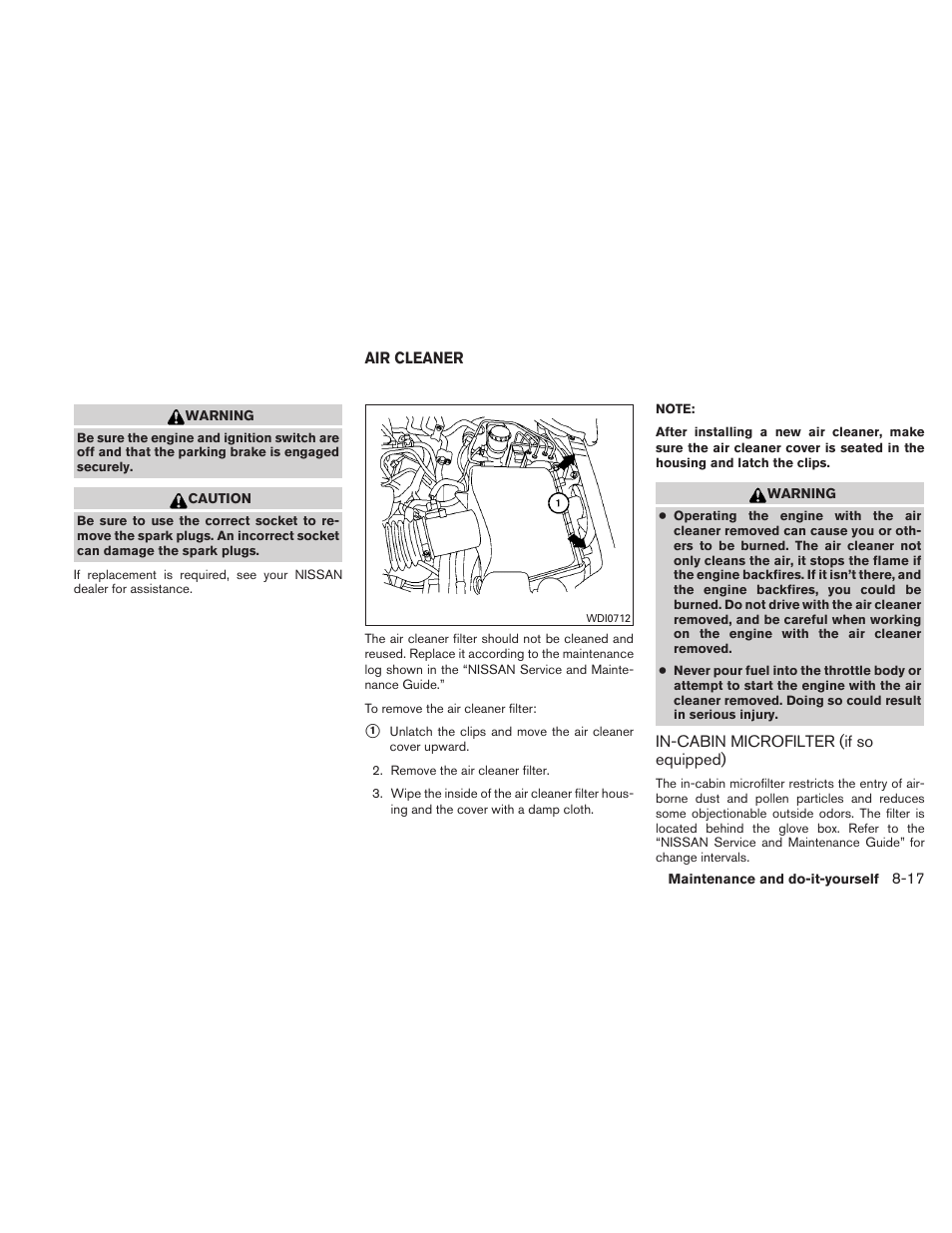 Air cleaner -17, In-cabin microfilter (if so equipped) -17 | NISSAN 2010 Xterra User Manual | Page 270 / 337