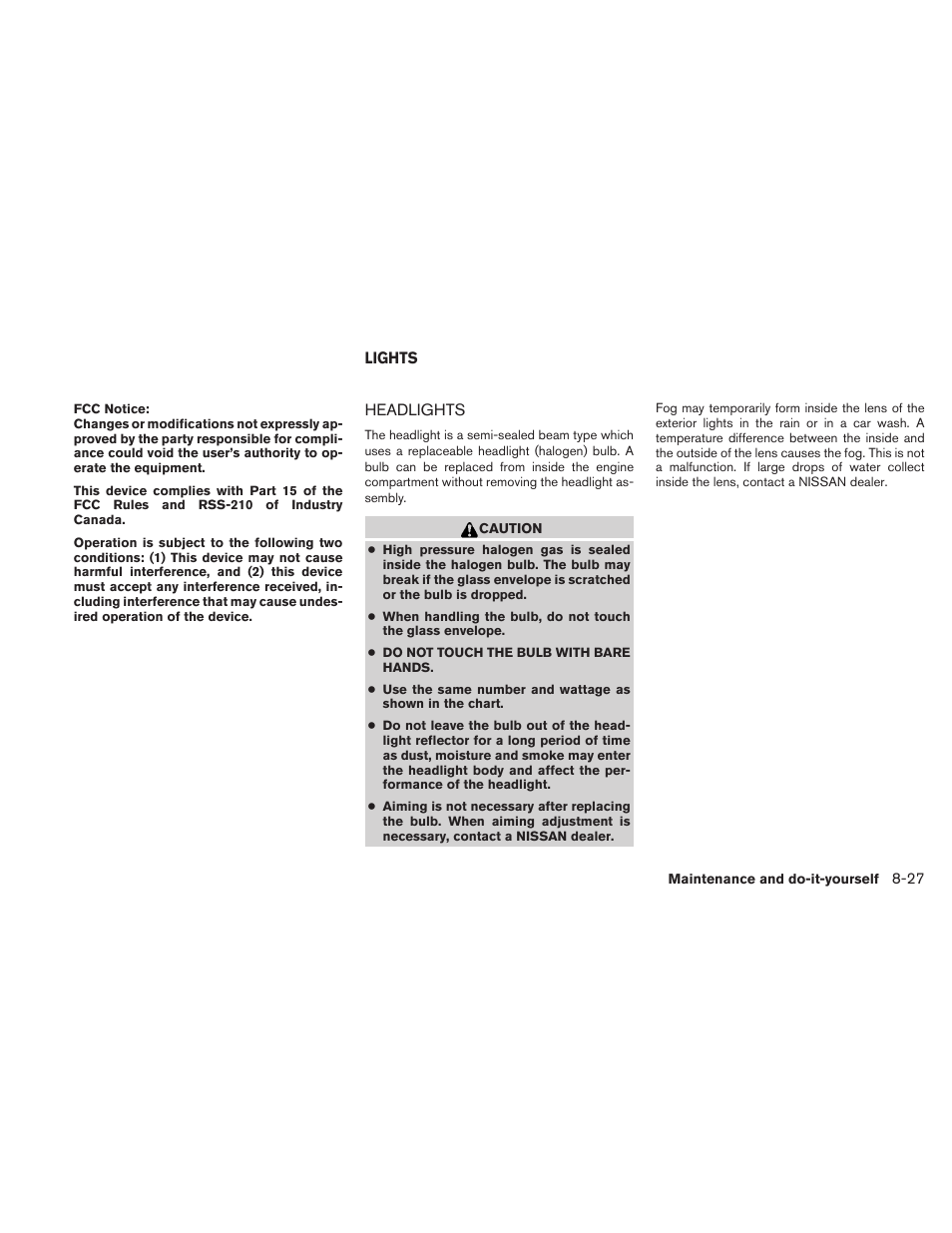 Lights -27, Headlights -27 | NISSAN 2010 Xterra User Manual | Page 280 / 337
