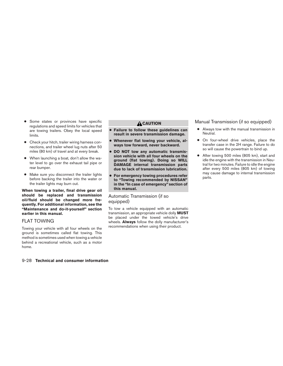 Flat towing -28 | NISSAN 2010 Xterra User Manual | Page 323 / 337