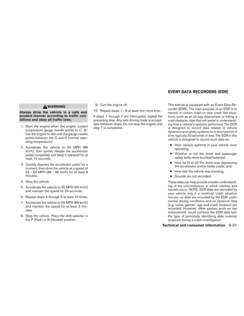 Event data recorders (edr) -31 | NISSAN 2010 Xterra User Manual | Page 326 / 337