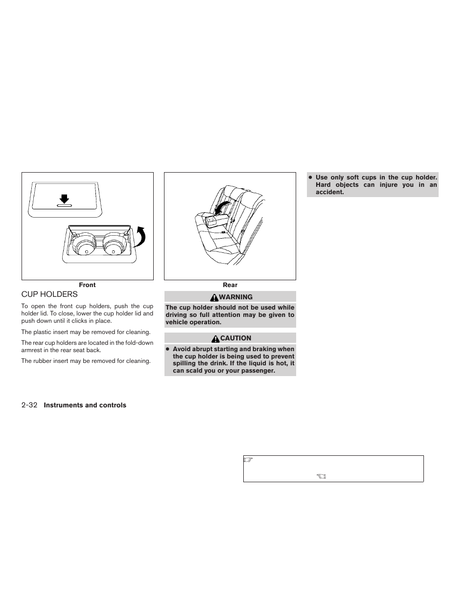 Cup holders -32 | NISSAN 2006 Altima User Manual | Page 100 / 304