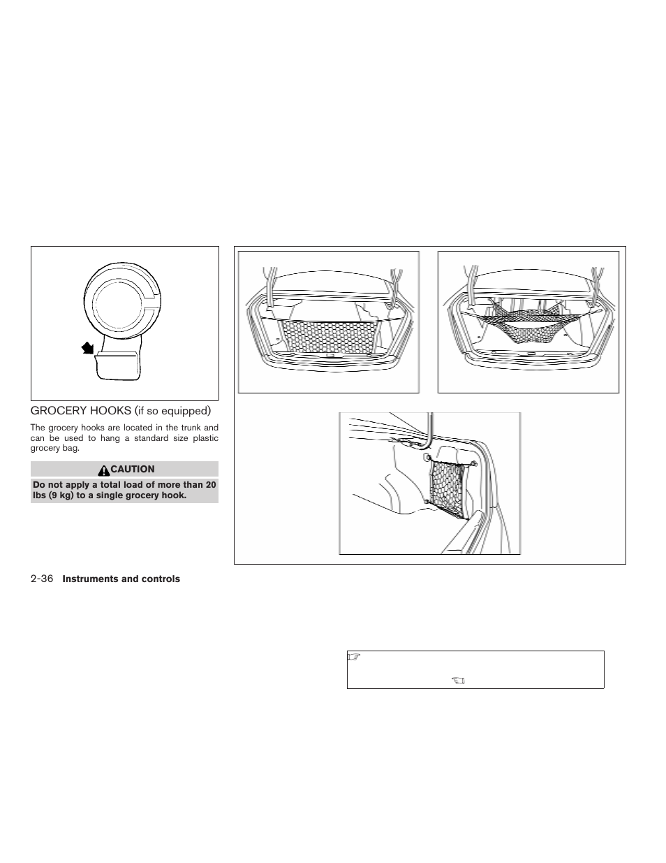 Grocery hooks (if so equipped) -36 | NISSAN 2006 Altima User Manual | Page 104 / 304