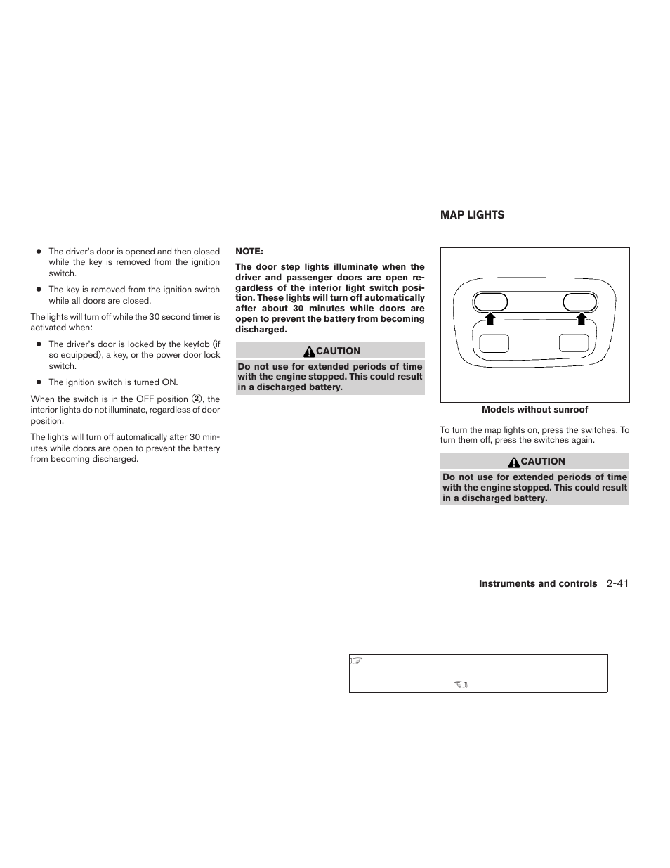 Map lights -41 | NISSAN 2006 Altima User Manual | Page 109 / 304