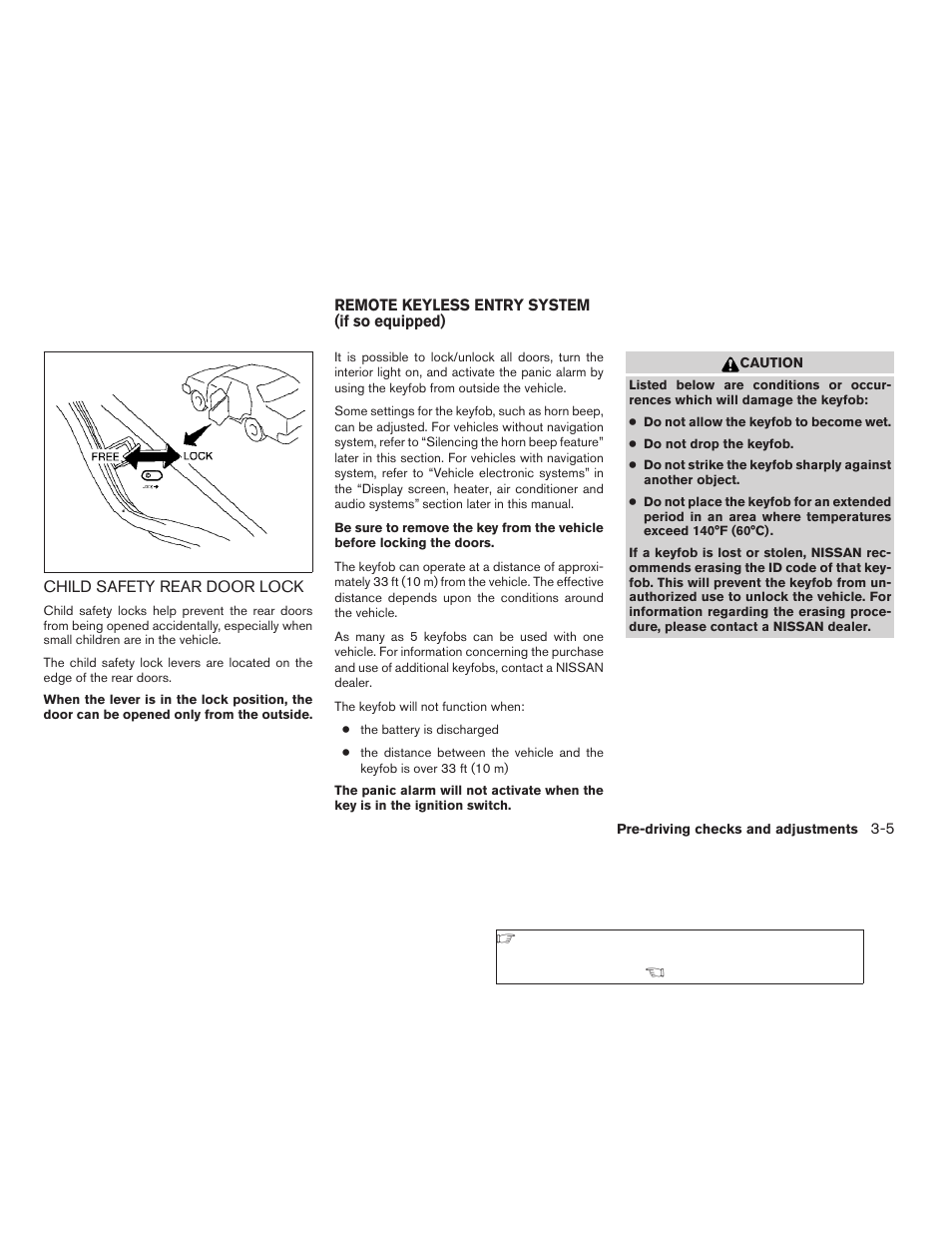 Child safety rear door lock -5, Remote keyless entry system (if so equipped) -5 | NISSAN 2006 Altima User Manual | Page 119 / 304