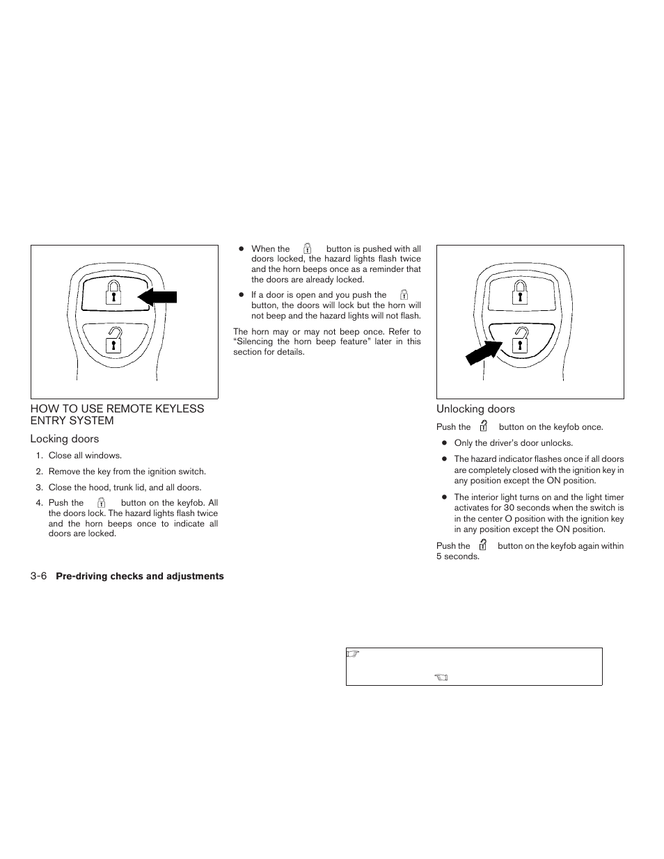 How to use remote keyless entry system -6 | NISSAN 2006 Altima User Manual | Page 120 / 304