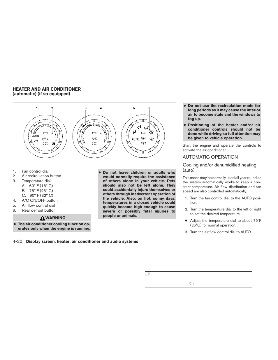 Heater and air conditioner (automatic), If so equipped) -20, Automatic operation -20 | NISSAN 2006 Altima User Manual | Page 150 / 304
