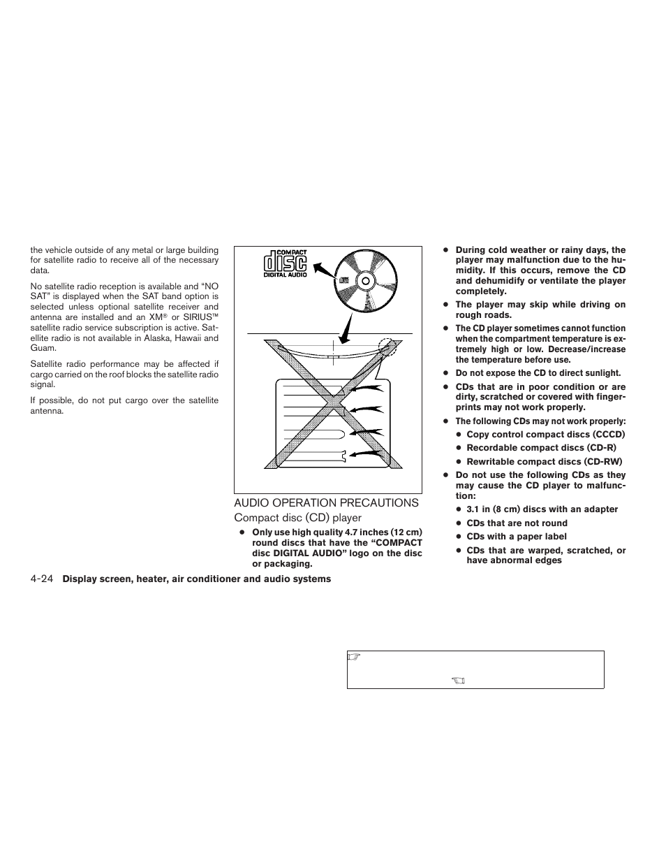 Audio operation precautions -24 | NISSAN 2006 Altima User Manual | Page 154 / 304