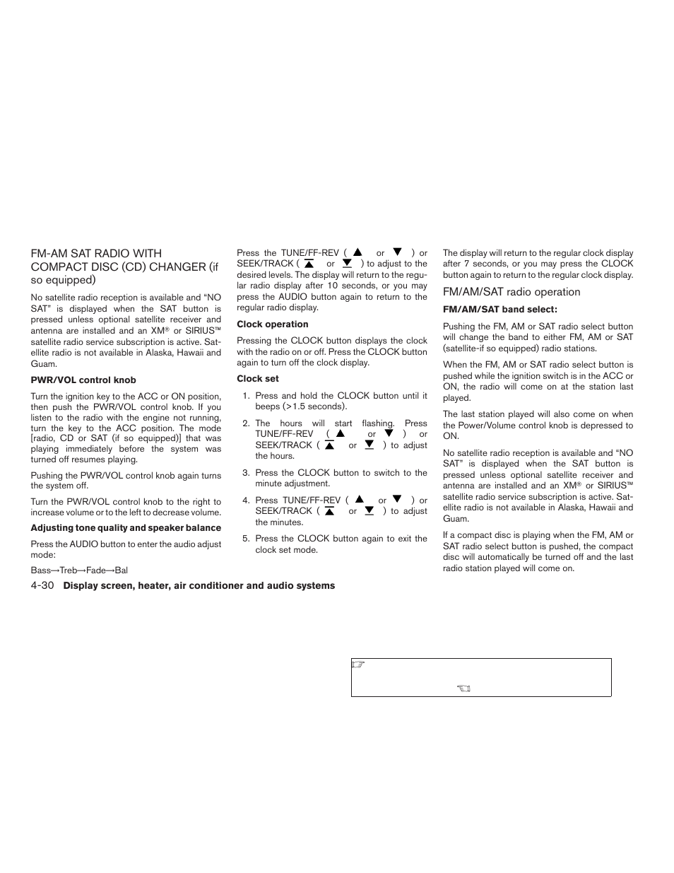 Fm-am sat radio with compact disc (cd), Changer (if so equipped) -30 | NISSAN 2006 Altima User Manual | Page 160 / 304