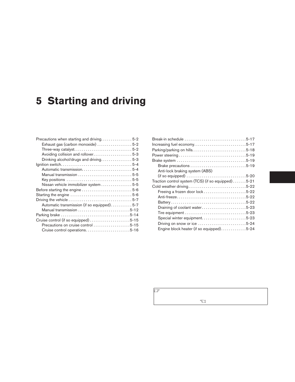 Starting and driving, 5 starting and driving | NISSAN 2006 Altima User Manual | Page 173 / 304