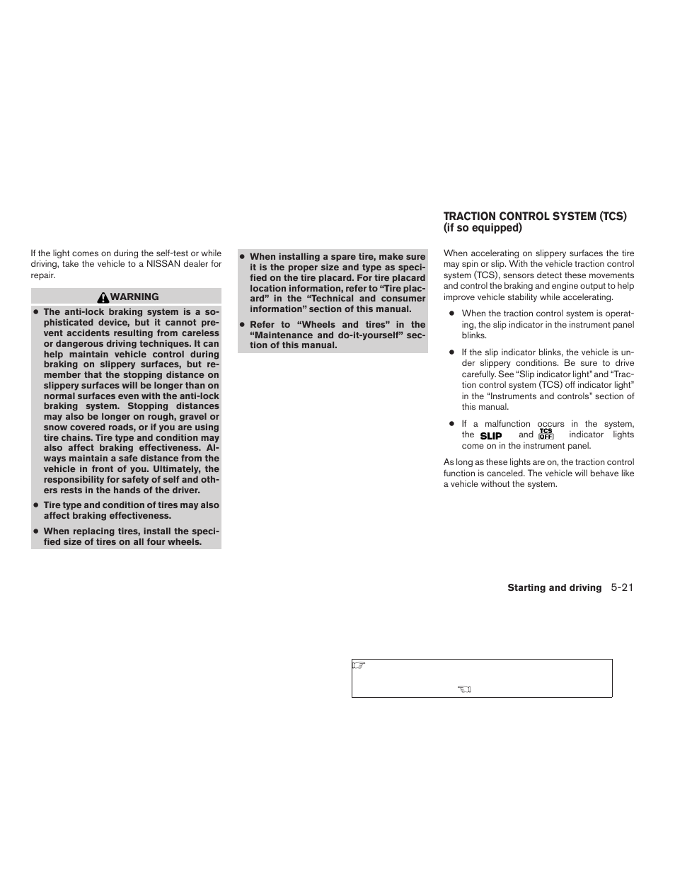 Traction control system (tcs) (if so equipped) -21 | NISSAN 2006 Altima User Manual | Page 193 / 304