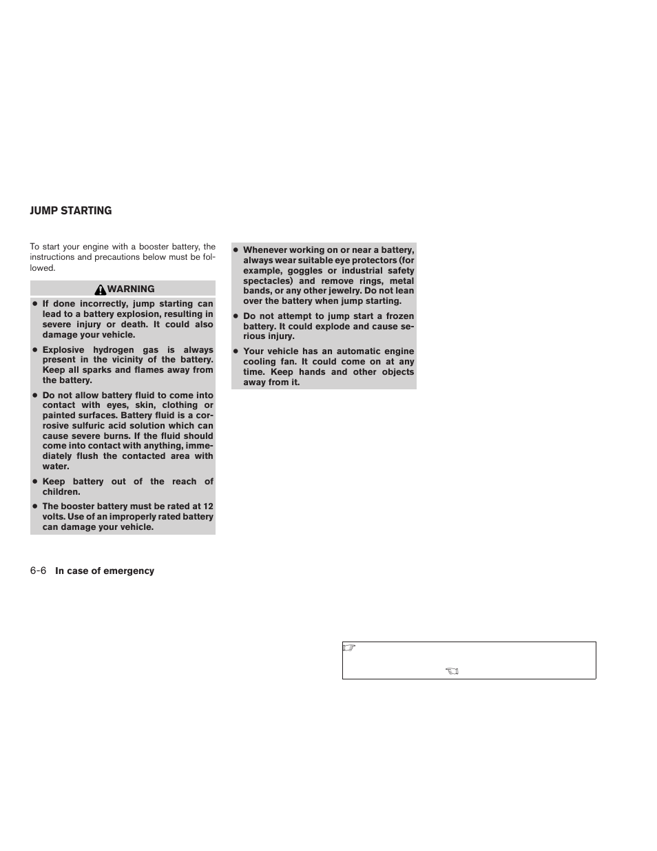 Jump starting -6 | NISSAN 2006 Altima User Manual | Page 202 / 304