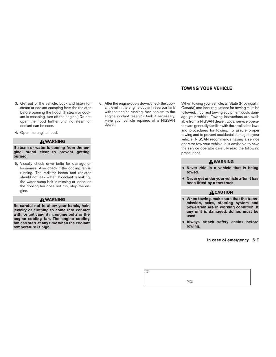 Towing your vehicle -9 | NISSAN 2006 Altima User Manual | Page 205 / 304