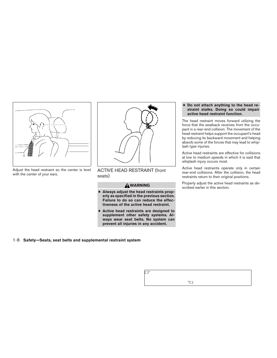 Active head restraint (front seats) -8 | NISSAN 2006 Altima User Manual | Page 24 / 304