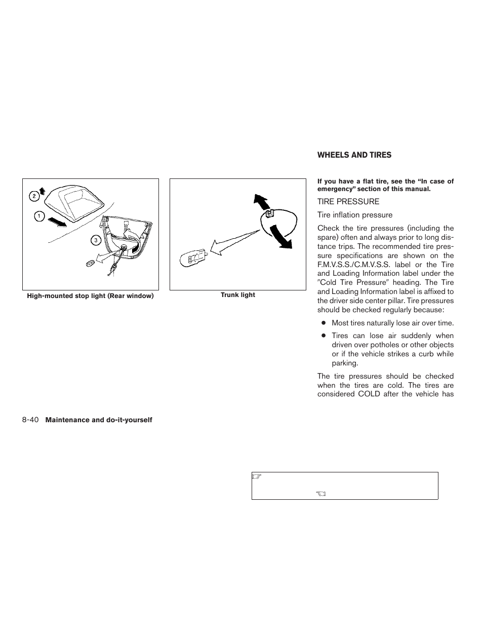 Wheels and tires -40, Tire pressure -40 | NISSAN 2006 Altima User Manual | Page 256 / 304